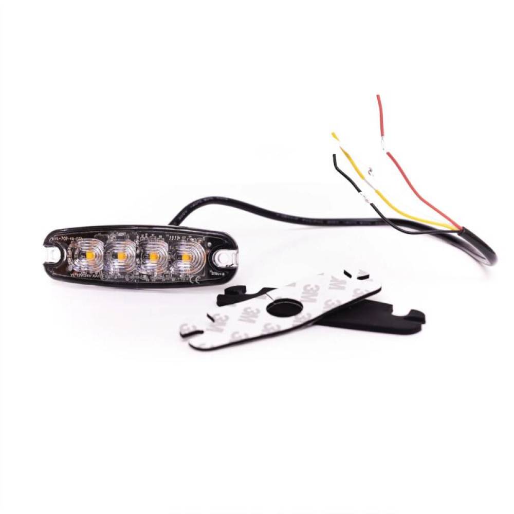 Proiector stroboscopic 4 LED-uri, 12-24V, 12W, galben, 98x31, Slim LW0037-2 TruckLed