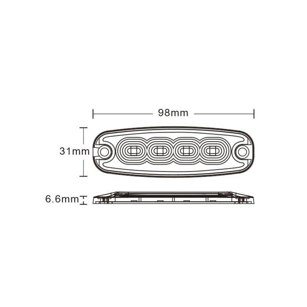 Proiector stroboscopic 4 LED-uri, 12-24V, 12W, galben, 98x31, Slim LW0037-2 TruckLed