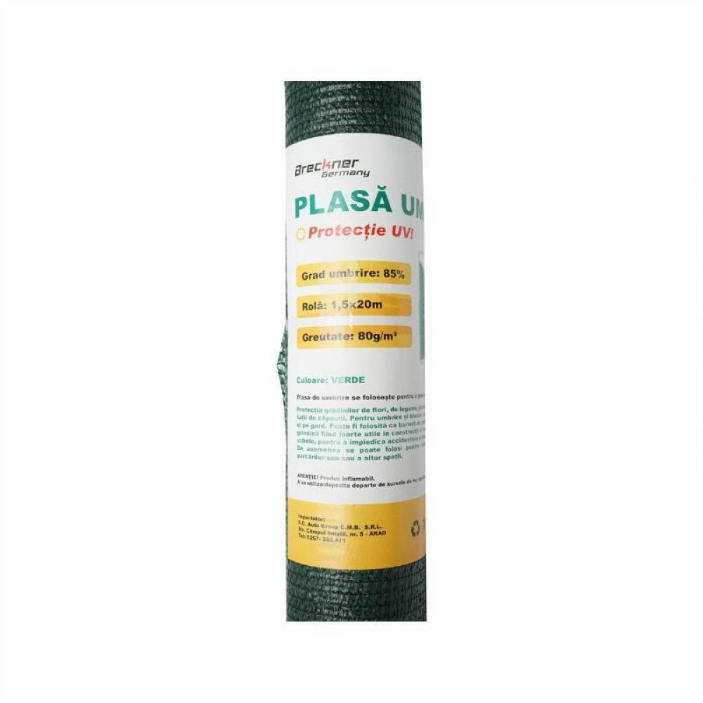 Plasa umbrire gard solar, 85%, latime 1.5M, lungime 20M, verde, din polietilena cu protectie UV, BK78268