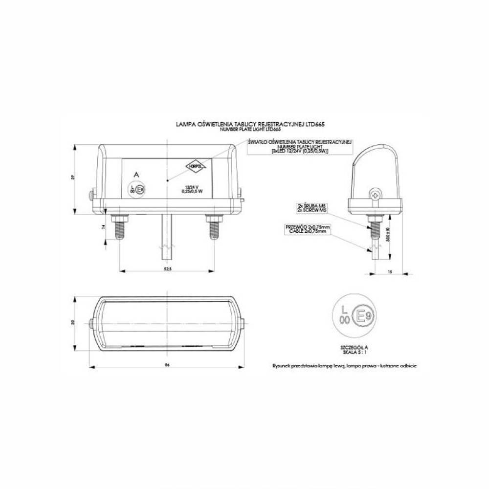 Lampa numar 86x39, Led, 12-24V, Hor63 LTD665 Horpol