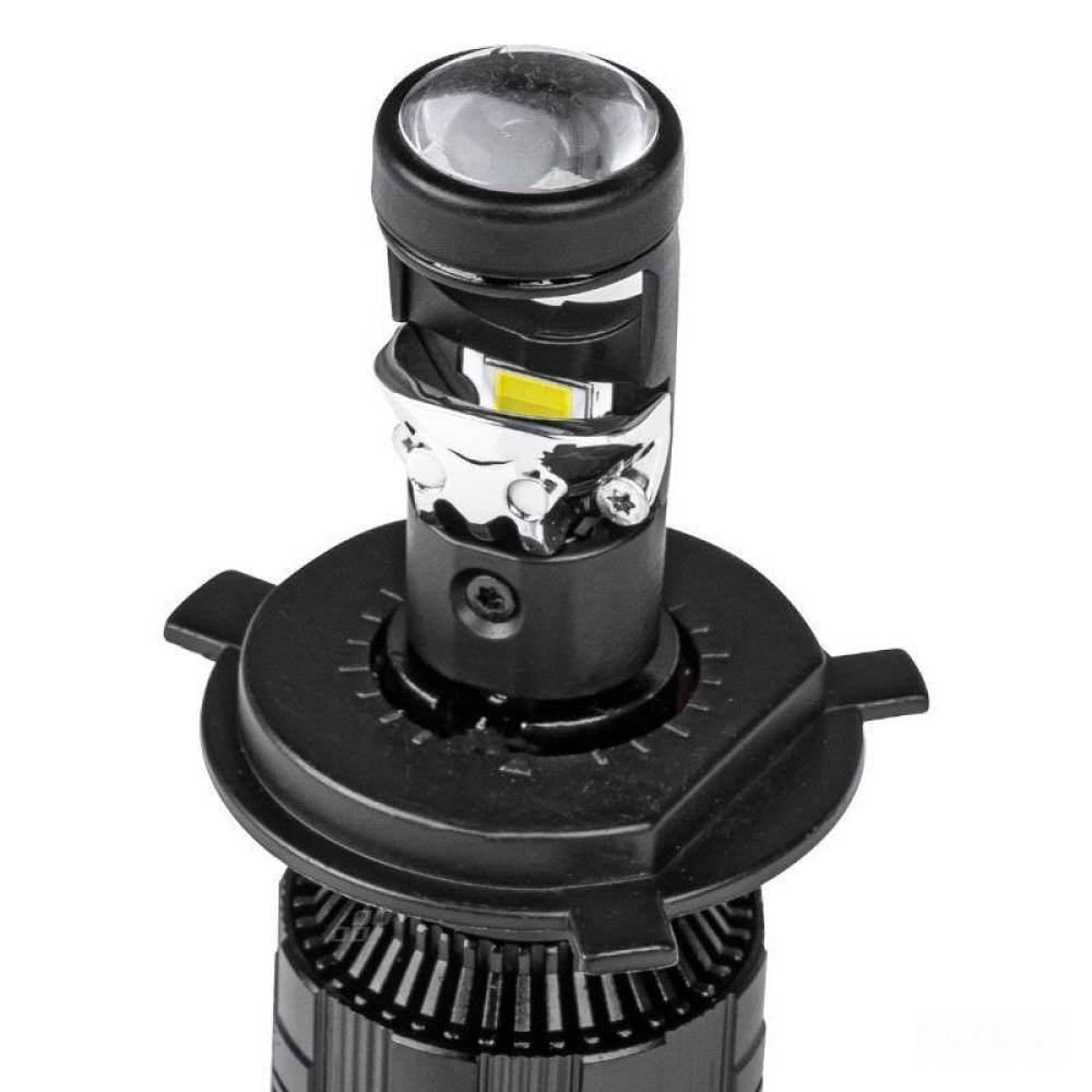 Set 2 becuri H4, LED, 9-36V, 60W, 3800lm, 6000K, Canbus, cu lupa, 03667 Amio