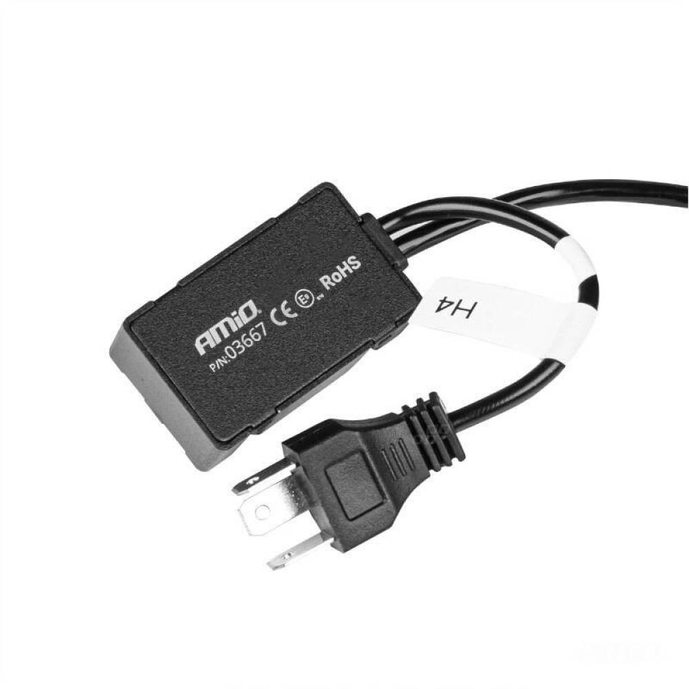 Set 2 becuri H4, LED, 9-36V, 60W, 3800lm, 6000K, Canbus, cu lupa, 03667 Amio