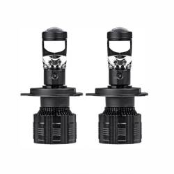 Set 2 becuri H4, LED, 9-36V, 60W, 3800lm, 6000K, Canbus, cu lupa, 03667 Amio