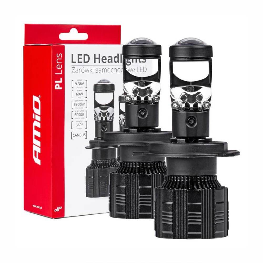 Set 2 becuri H7, LED, 9-36V, 60W, 3800lm, 6000K, Canbus, cu lupa, 03668 Amio Set 2 becuri H7, LED, 9-36V, 60W, 3800lm, 6000K, Canbus, cu lupa, 03668 Amio