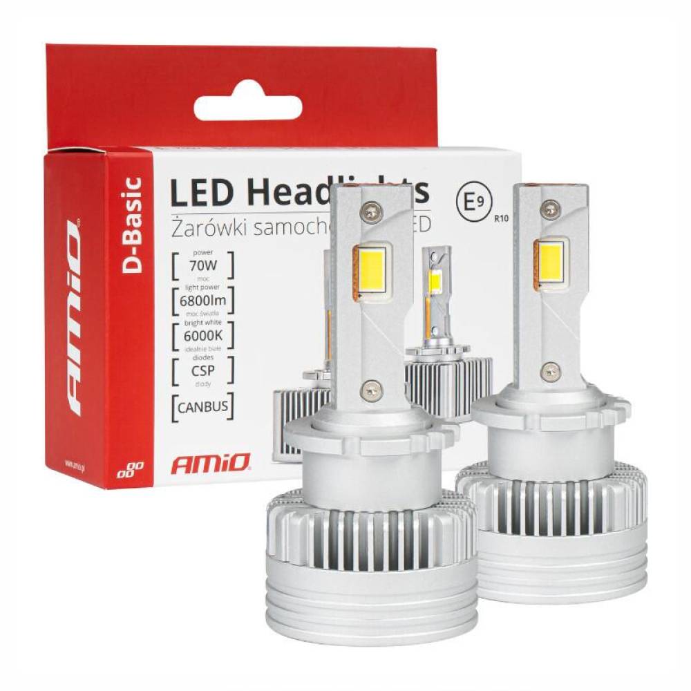 Set 2 becuri D4S-D4R, LED, 9-16V, 70W, 6800lm, 6000K, Canbus, D-Basic Series, 03629 Amio