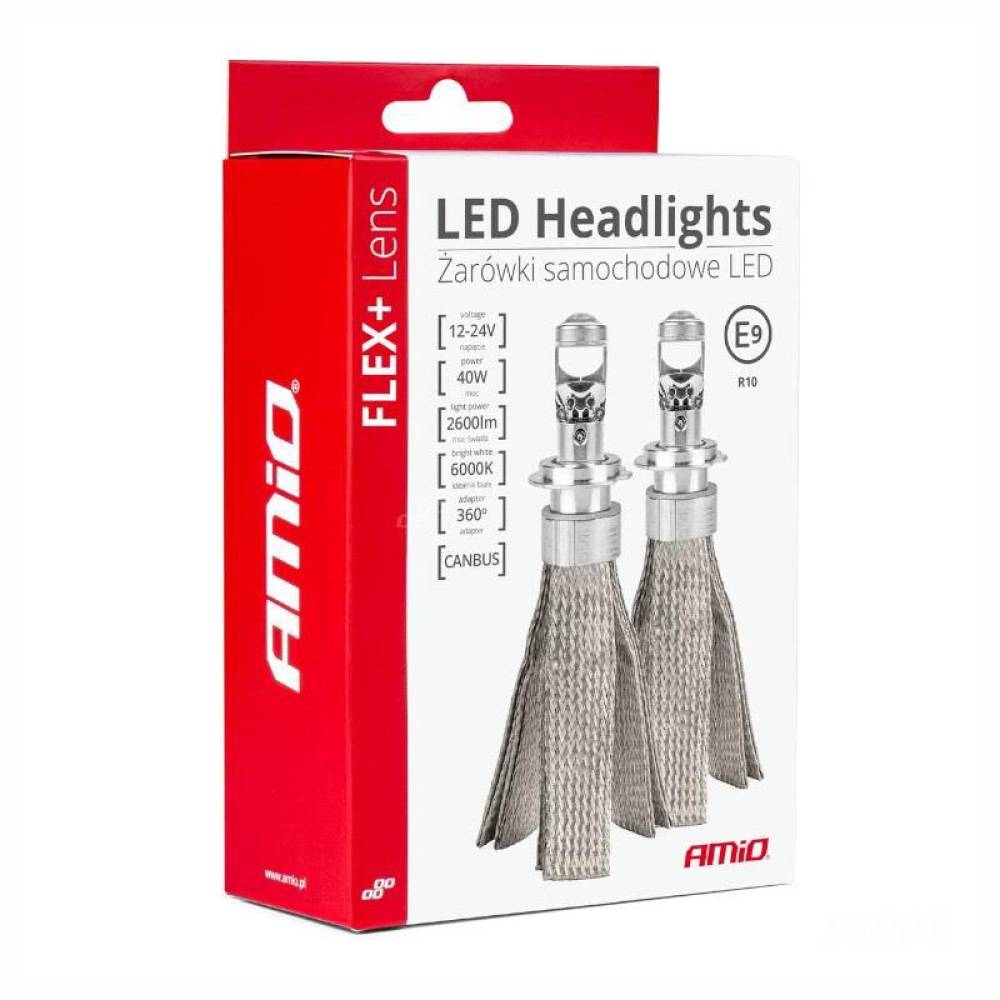 Set 2 becuri H7, LED, 12-24V, 40W, 2600lm, 6000K, Canbus, cu lupa, Flexi 03660 Amio Set 2 becuri H7, LED, 12-24V, 40W, 2600lm, 6000K, Canbus, cu lupa, Flexi 03660 Amio