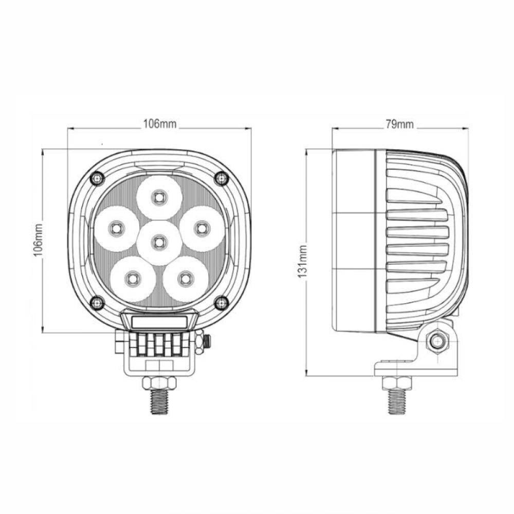 Proiector lucru auto 106x106, LED, 9-32V, 90W, 9000lm, cablu cu mufa DT 2 pini, flood, Explorer CA 6171 247Lighting