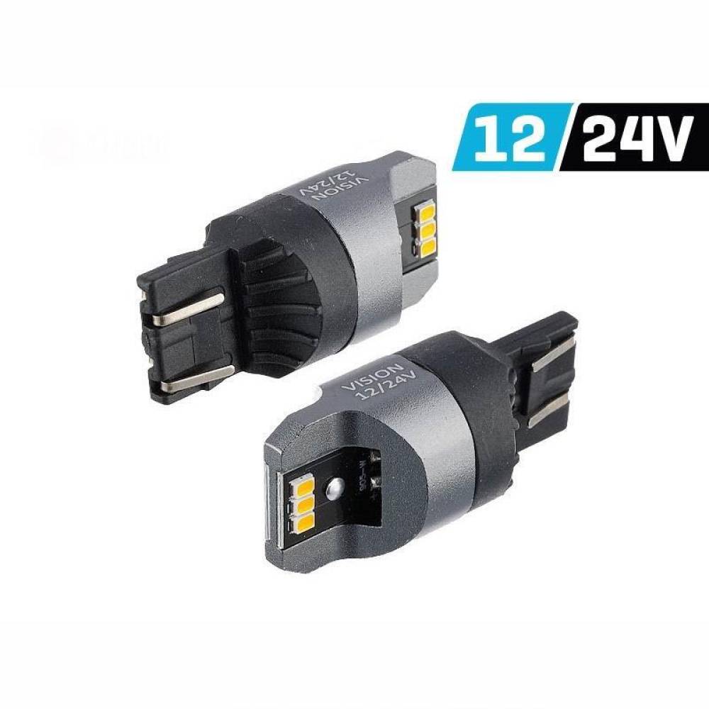 Set 2 becuri semnalizare galben T20Q, 6 LED-uri SMD 3020, 12-24V, WY21/5W CANBUS, VISION 58337 Carmotion Set 2 becuri semnalizare galben T20Q, 6 LED-uri SMD 3020, 12-24V, WY21/5W CANBUS, VISION 58337 Carmotion