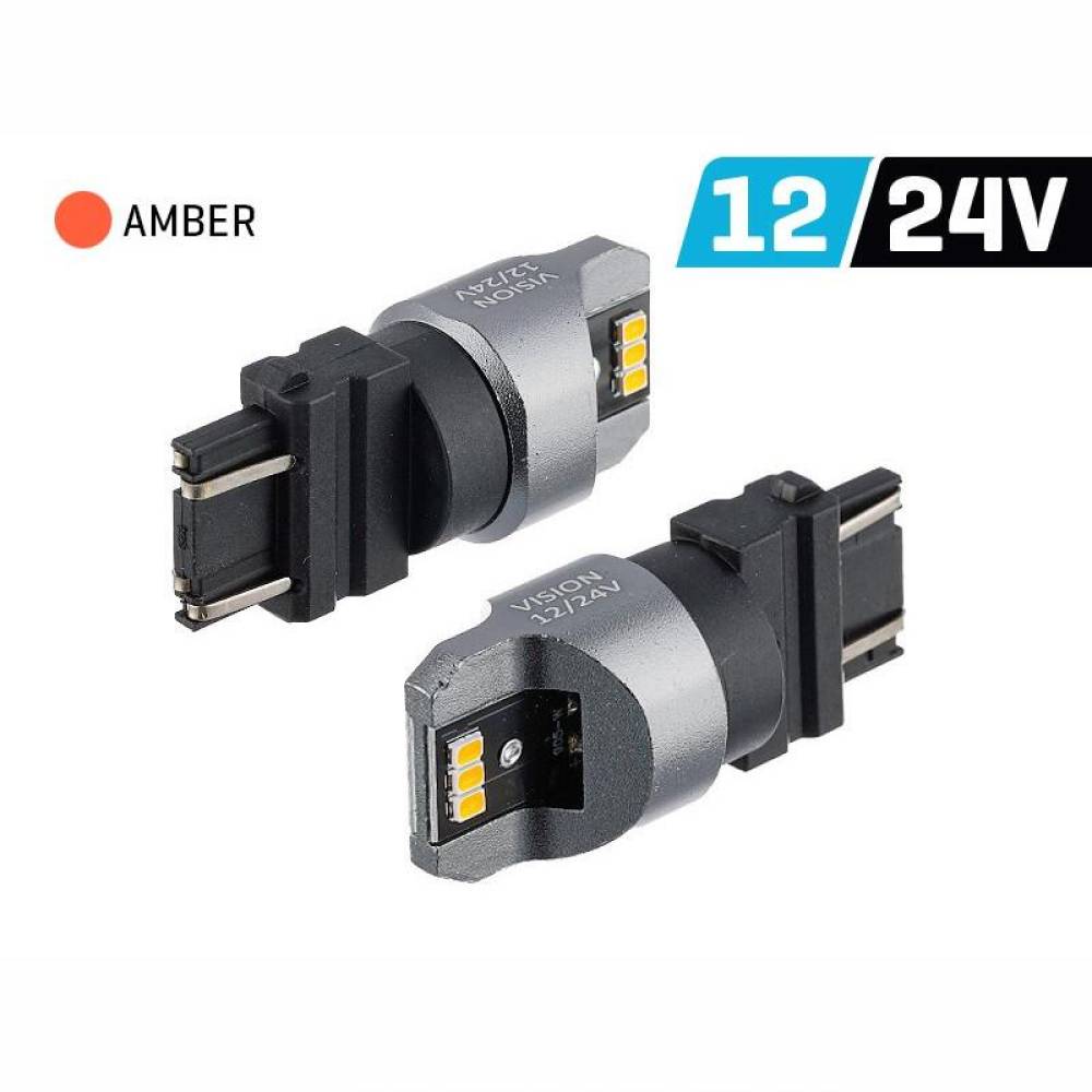 Set 2 becuri semnalizare galben T25, 6 LED-uri SMD 3020, 12-24V, PY27/7W CANBUS, VISION 58341 Carmotion Set 2 becuri semnalizare galben T25, 6 LED-uri SMD 3020, 12-24V, PY27/7W CANBUS, VISION 58341 Carmotion