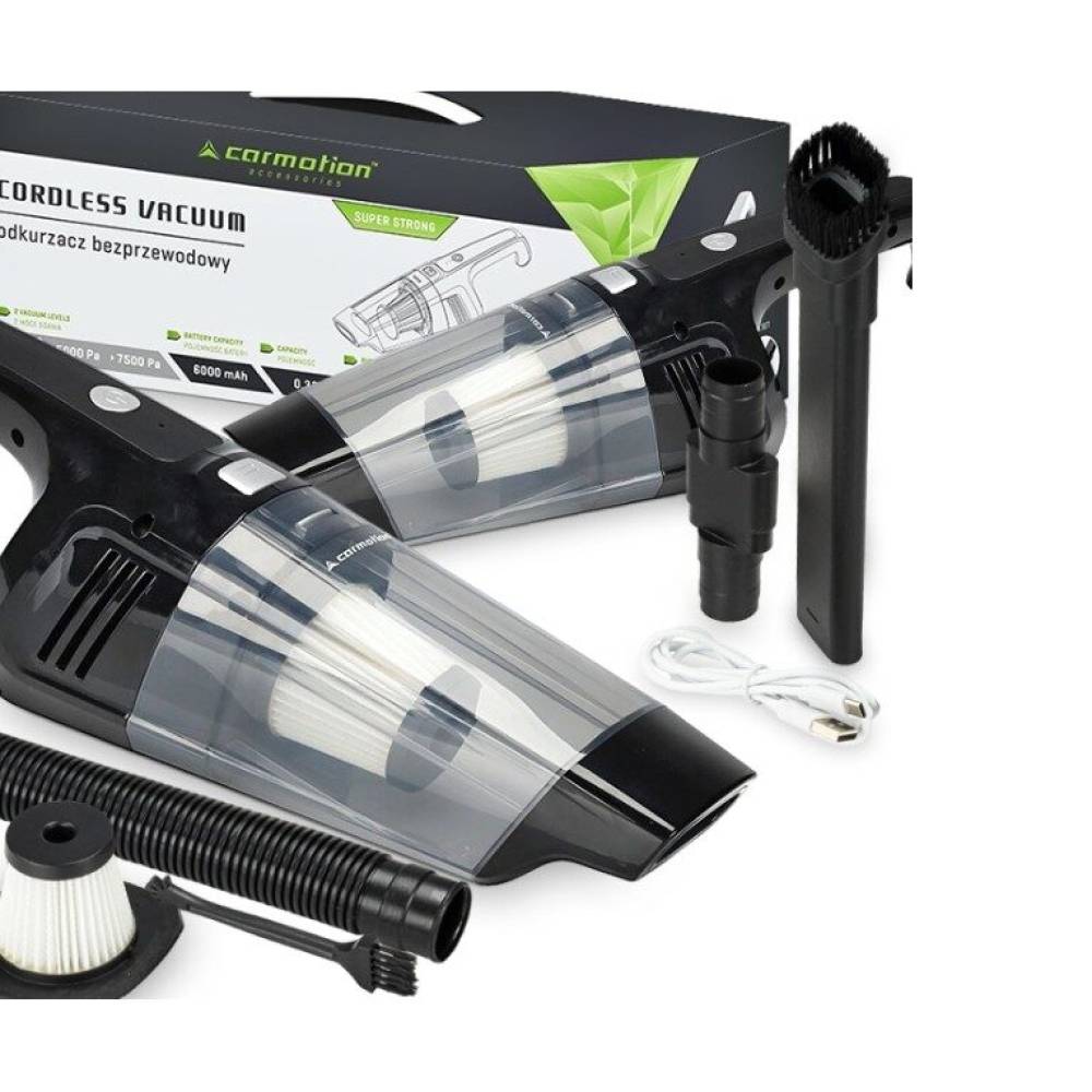 Aspirator fara fir, 5000-7500 PA, cu filtru Hepa, reincarcabil USB TYPE-C, 63370BK Carmotion 