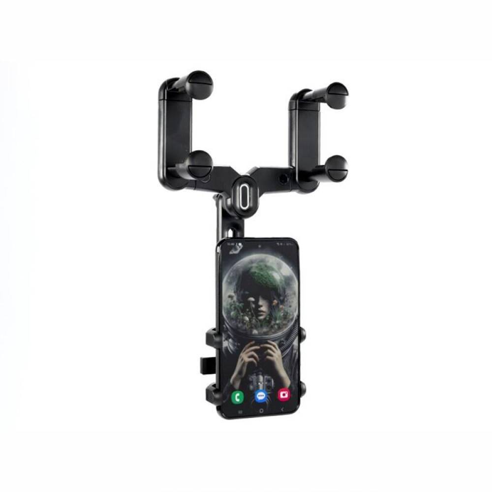 Suport telefon cu brat articulat telescopic, prindere la oglinda retrovizoare, rotativ, 63184 Carmotion