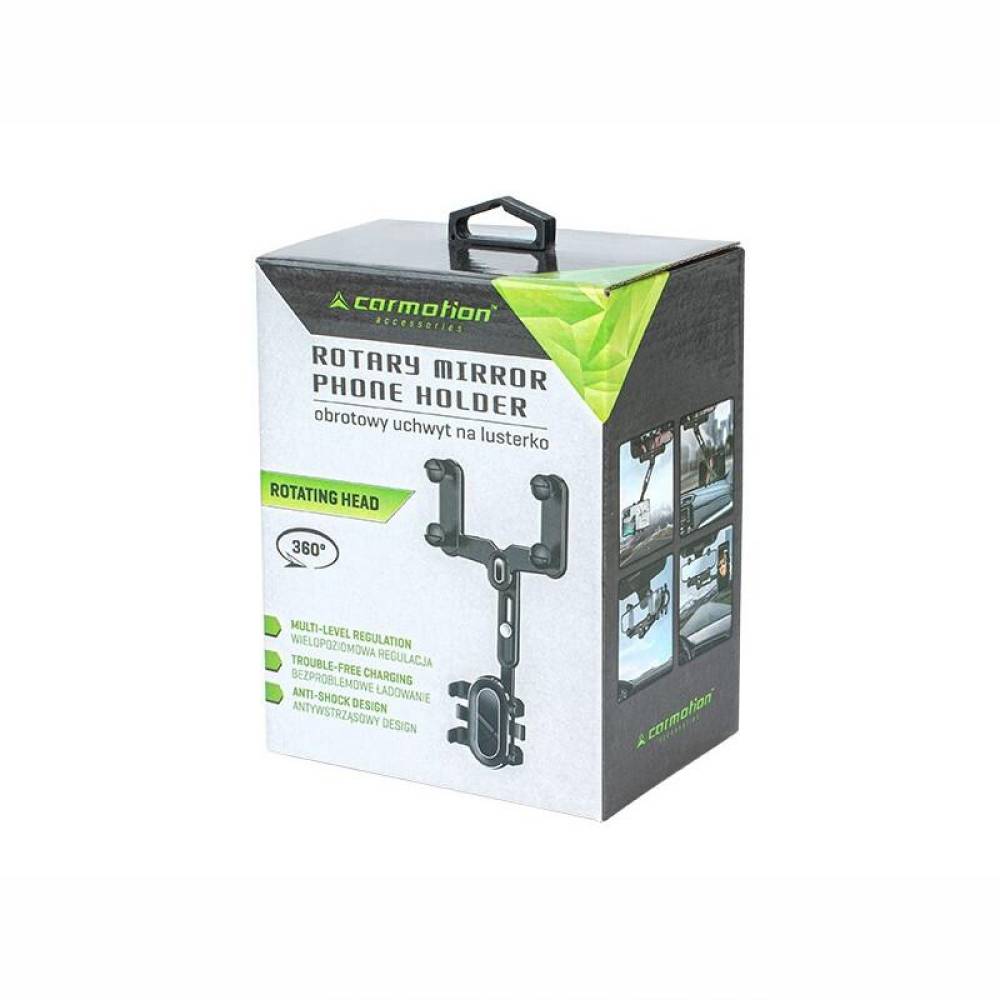 Suport telefon cu brat articulat telescopic, prindere la oglinda retrovizoare, rotativ, 63184 Carmotion