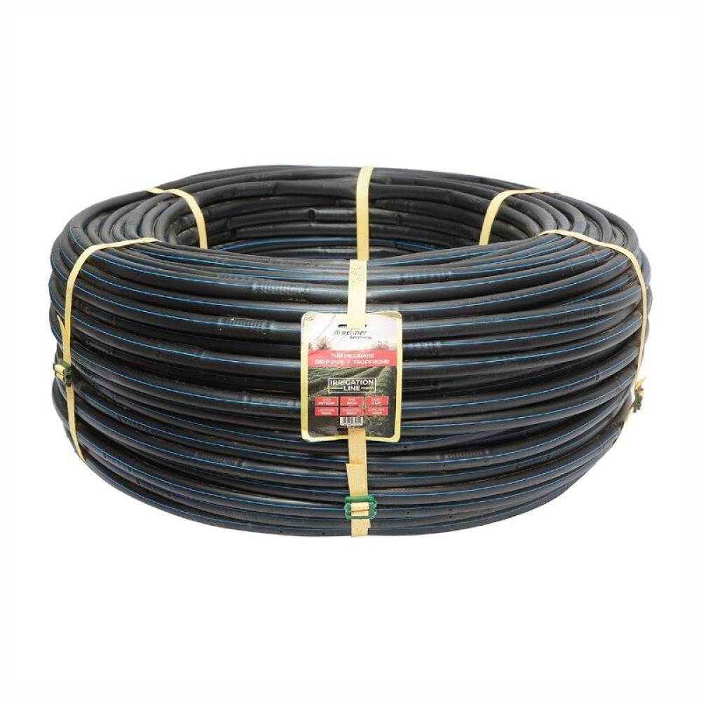 Tub picurare apa fi16mm, grosime 36mil-0.91mm, distanta intre picuratori 30cm, debit 4L pe ora, rola 200m, BK78380