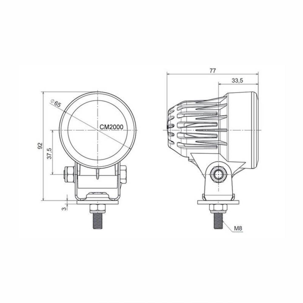 Proiector lucru auto fi65, LED, 12-24V, 11W, 1200lm, spot, FT-363 Fristom 
