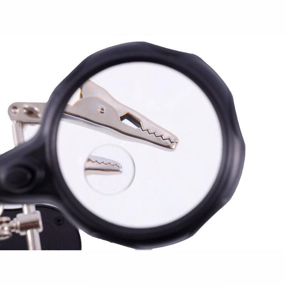 Lupa de masa cu clesti si suport pentru letcon, iluminare Led, Third Hand 63380 Carmotion