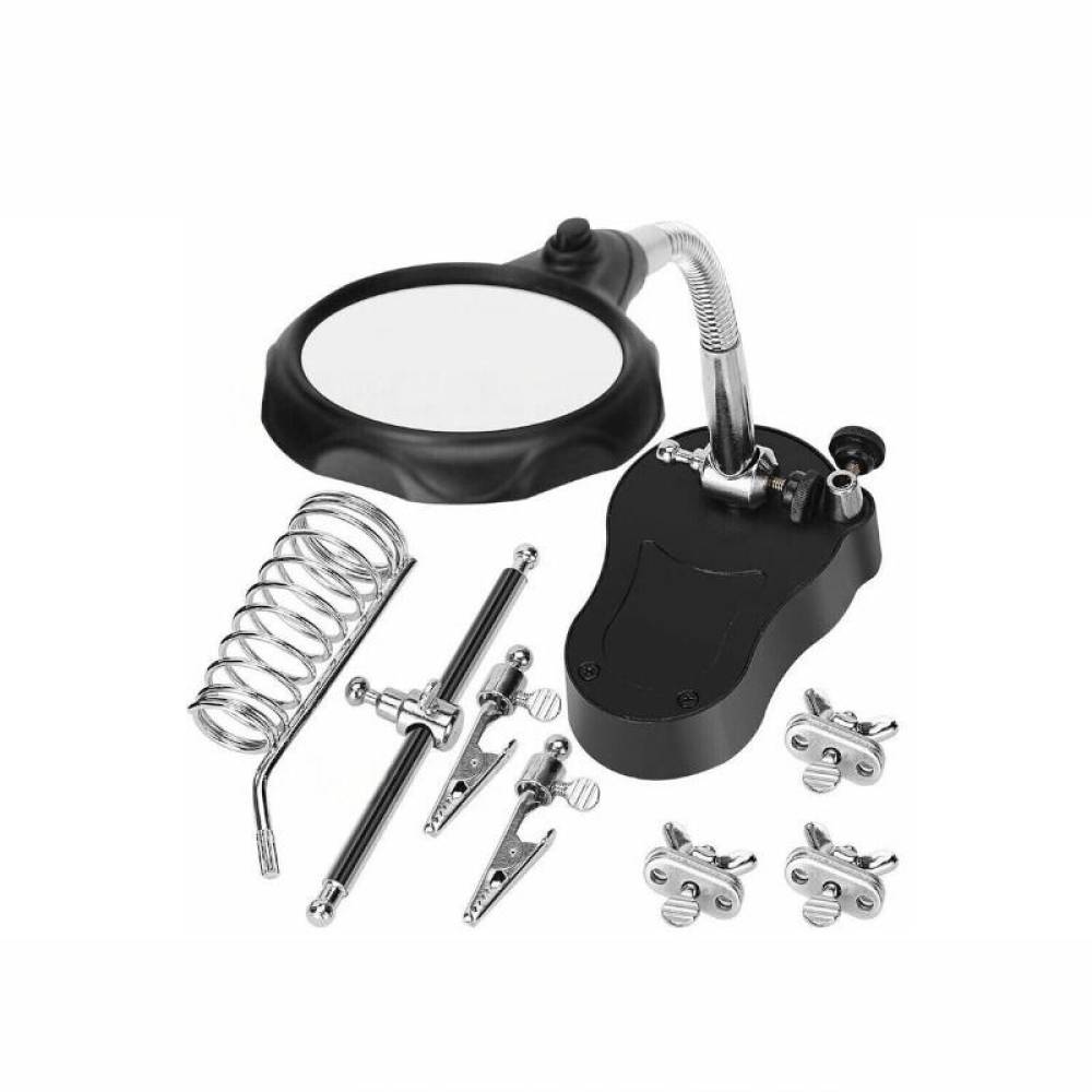 Lupa de masa cu clesti si suport pentru letcon, iluminare Led, Third Hand 63380 Carmotion
