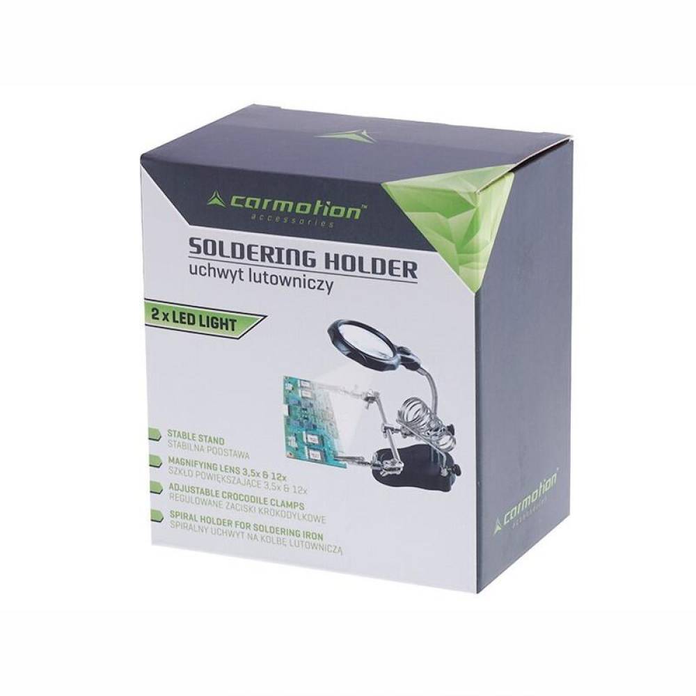 Lupa de masa cu clesti si suport pentru letcon, iluminare Led, Third Hand 63380 Carmotion