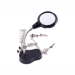 Lupa de masa cu clesti si suport pentru letcon, iluminare Led, Third Hand 63380 Carmotion