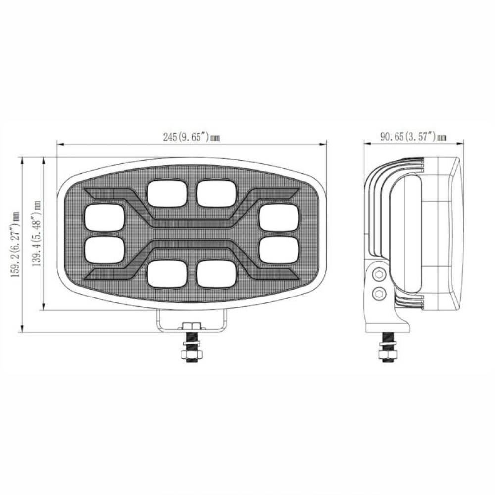 Proiector auto faza lunga 245x159, LED, 3 functii, cu pozitie alba si functie stroboscopica galbena, 12-24V, X Spider, L3436 TruckLed