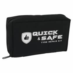 Kit reparatie cauciuc, cu snur si capsule CO2, pentru moto, atv, scooter, cu adaptor valva Presta si Schrader, Quick&Safe RP12014 
