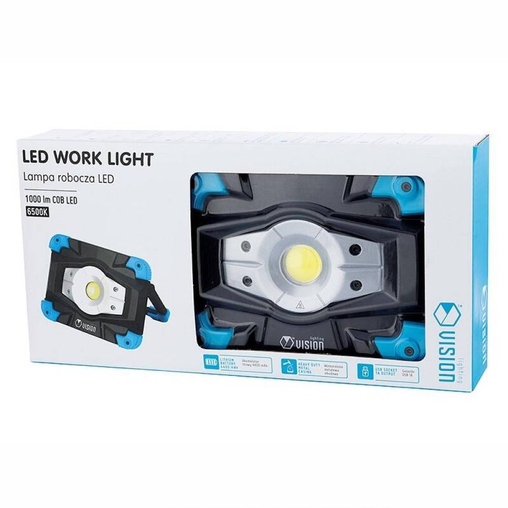 Lampa lucru LED-COB, 10W, 1000lm, reincarcabila USB, cu maner si magnet, cu functie de powerbank, 4400mAh, metal Heavy Duty, Vision 63303 Carmotion Lampa lucru LED-COB, 10W, 1000lm, reincarcabila USB, cu maner si magnet, cu functie de powerbank, 4400mAh, metal Heavy Duty, Vision 63303 Carmotion