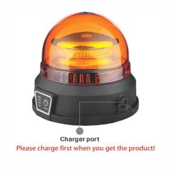 Girofar wireless 12V-24V, h148, cu Led, 3 functii, cu acumulator, reincarcabil 12-24V si 220V, prindere cu magnet, TT.14540