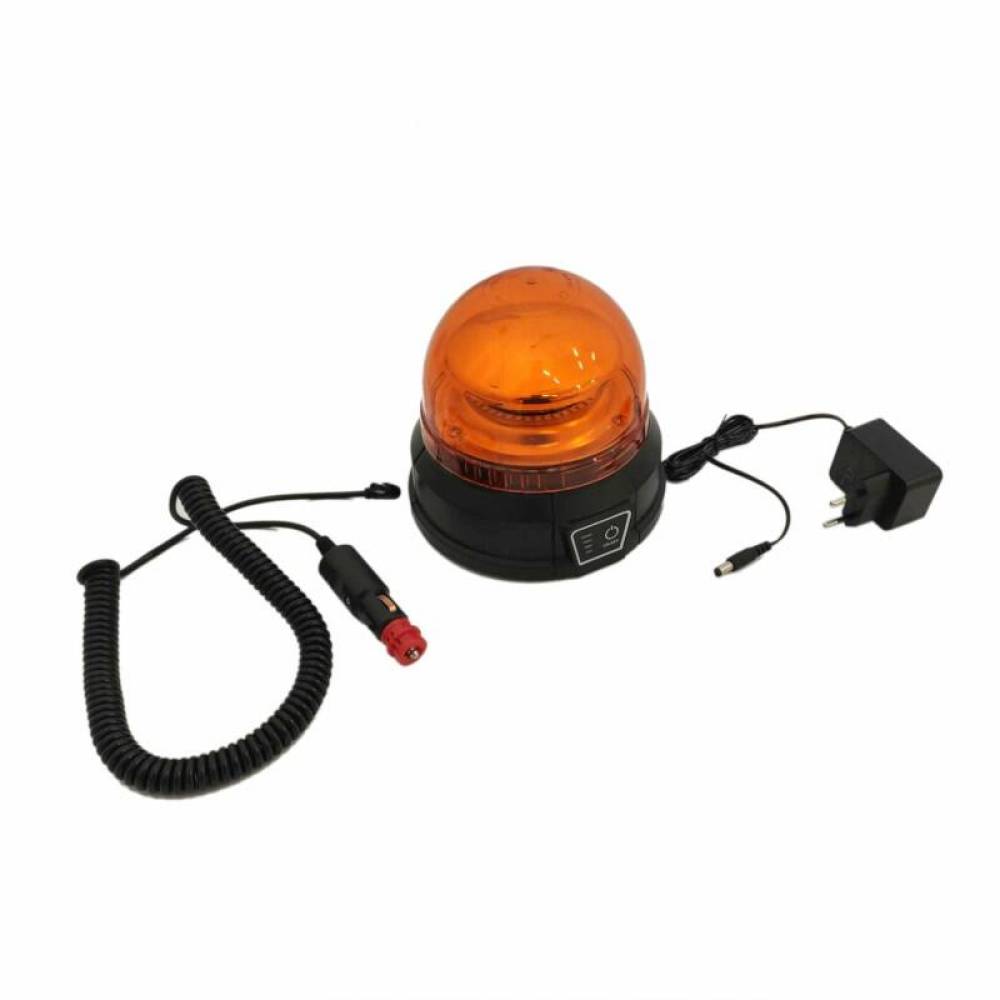 Girofar wireless 12V-24V, h148, cu Led, 3 functii, cu acumulator, reincarcabil 12-24V si 220V, prindere cu magnet, TT.14540