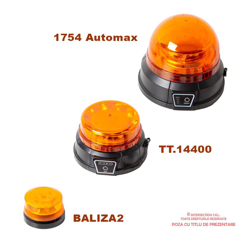 Girofar wireless 12V-24V, h148, cu Led, 3 functii, cu acumulator, reincarcabil 12-24V si 220V, prindere cu magnet, TT.14540