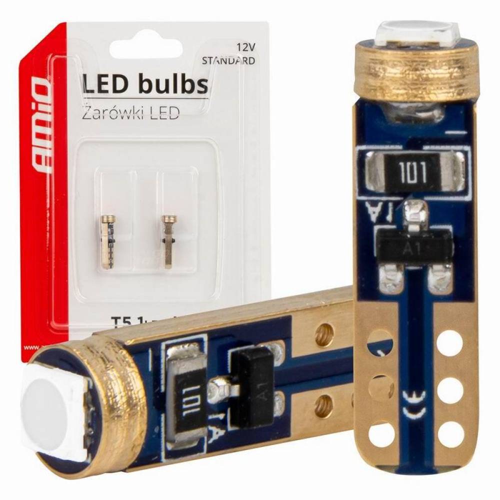 Set 2 becuri T5, 1 LED, SMD3030 12V 0.5W, W1W, verde, High Power, 03729 Amio Set 2 becuri T5, 1 LED, SMD3030 12V 0.5W, W1W, verde, High Power, 03729 Amio