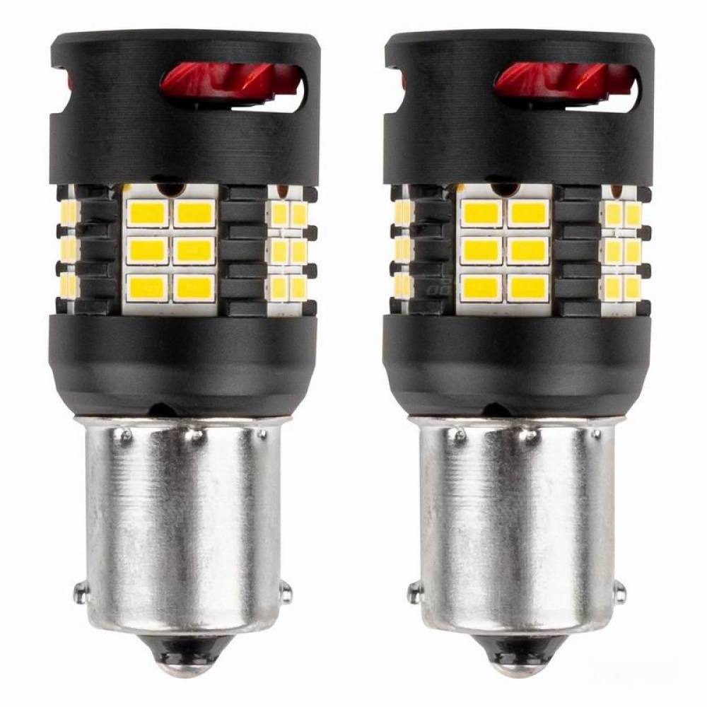 Set 2 becuri semnalizare, 24 LED-uri SMD3020, 12-24V, 1156 BA15S P21W, R10W, R5W, cu ventilator, Canbus, alb, Pro Series 03721 Amio
