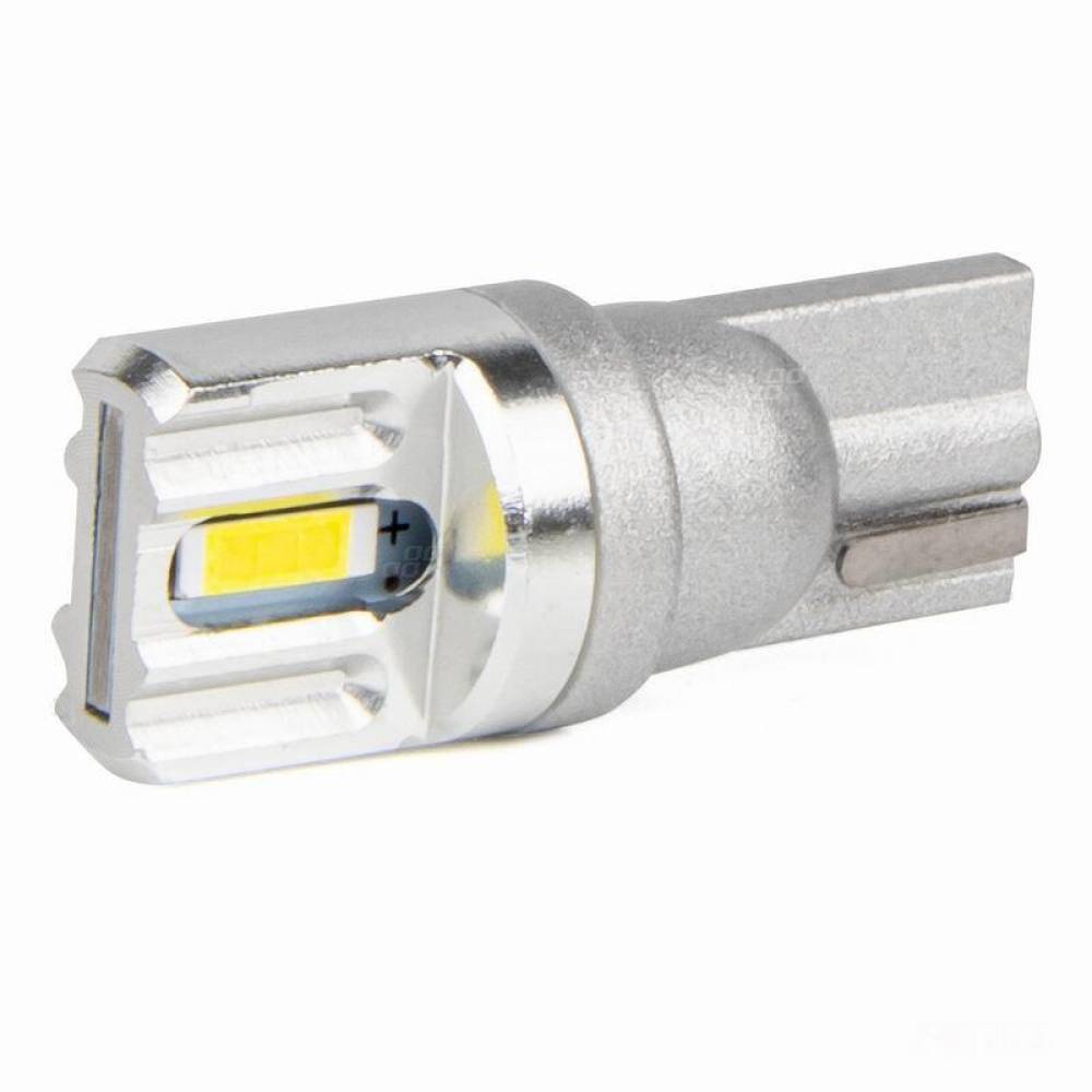 Set 2 becuri aluminiu T10, 2 LED-uri SMD1860, 12-24V, W5W, alb 03719 Amio 