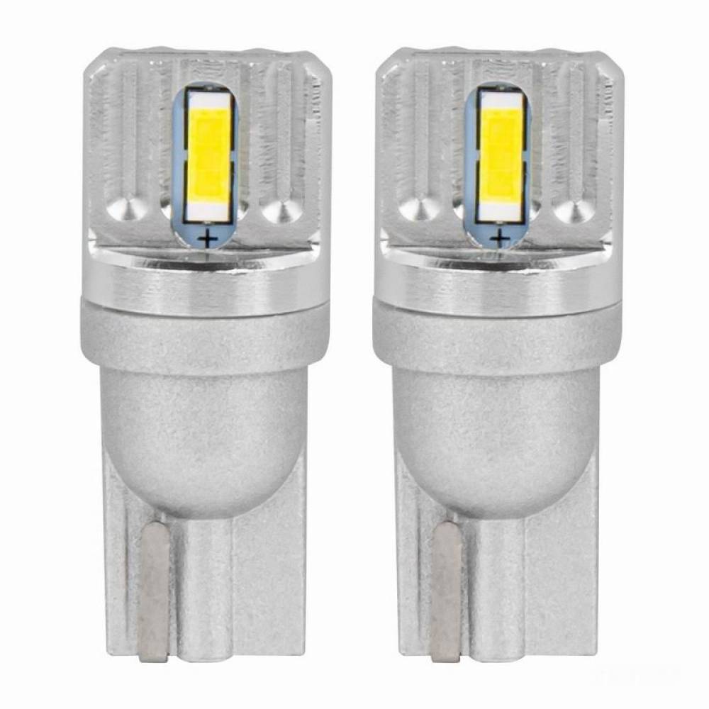 Set 2 becuri aluminiu T10, 2 LED-uri SMD1860, 12-24V, W5W, alb 03719 Amio 
