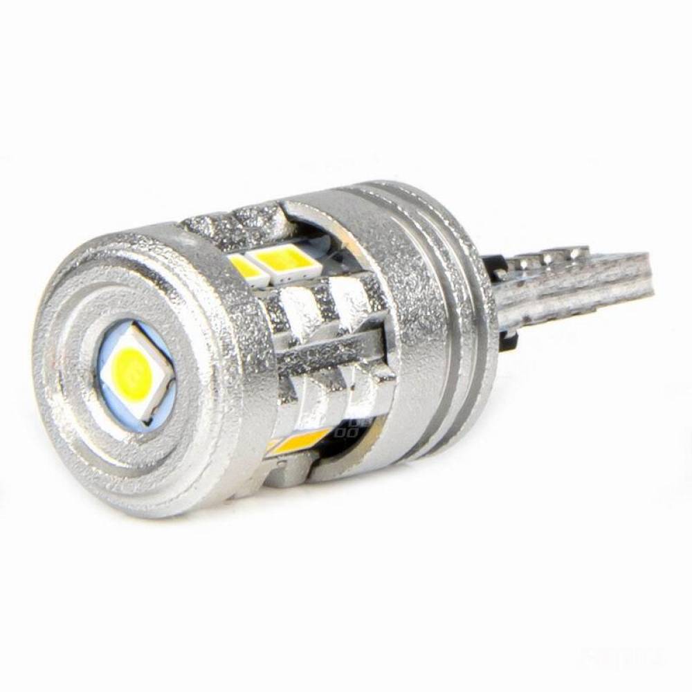 Set 2 becuri aluminiu T10, 6 LED-uri SMD3020 si 1 LED SMD3030, 12-24V, W5W, alb 03718 Amio 