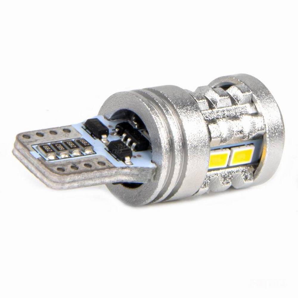 Set 2 becuri aluminiu T10, 6 LED-uri SMD3020 si 1 LED SMD3030, 12-24V, W5W, alb 03718 Amio 