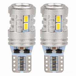 Set 2 becuri aluminiu T10, 6 LED-uri SMD3020 si 1 LED SMD3030, 12-24V, W5W, alb 03718 Amio 