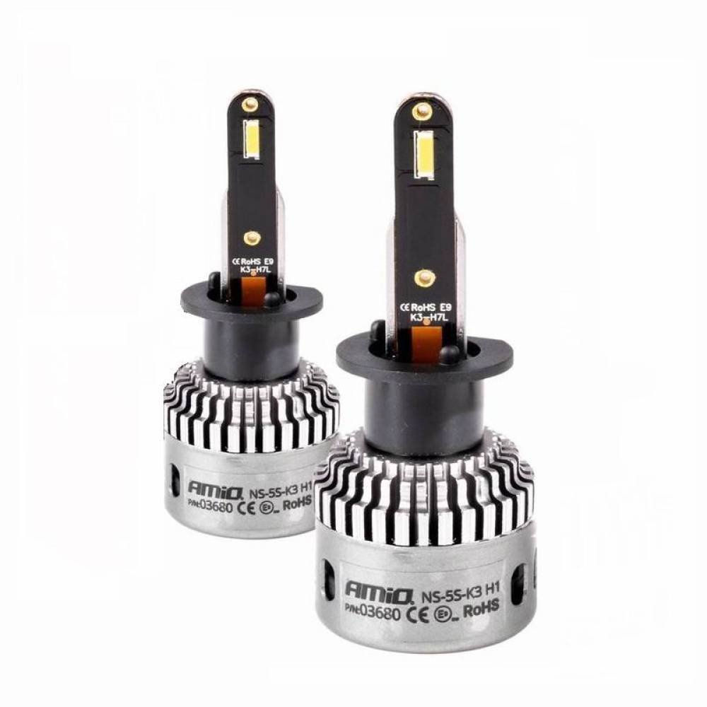 Set 2 becuri H1, LED, 9-16V, 60W, 5400lm, 6000K, Canbus, extra 400% putere, K3 Series, 03680 Amio