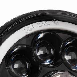 Far universal LED, fi17.8cm, 9-36V, 60W, 5500lm, cu faza lunga, scurta, pozitie alba DRL, semnalizare si modul intermitent RGB craniu, pentru Jeep si moto, Pirate Skull 03695 Amio