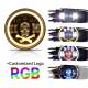Far universal LED, fi17.8cm, 9-36V, 60W, 5500lm, cu faza lunga, scurta, pozitie alba DRL, semnalizare si modul intermitent RGB craniu, pentru Jeep si moto, Pirate Skull 03695 Amio