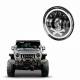 Far universal LED, fi17.8cm, 9-36V, 60W, 5500lm, cu faza lunga, scurta, pozitie alba DRL, semnalizare si modul intermitent RGB craniu, pentru Jeep si moto, Pirate Skull 03695 Amio