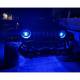 Far universal LED, fi17.8cm, 9-36V, 60W, 5500lm, cu faza lunga, scurta, pozitie alba DRL, semnalizare si modul intermitent RGB craniu, pentru Jeep si moto, Pirate Skull 03695 Amio