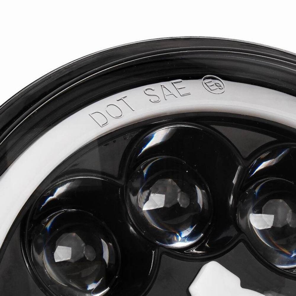 Far universal LED, fi17.8cm, 9-36V, 60W, 5500lm, cu faza lunga, scurta, pozitie alba DRL, semnalizare, pentru Jeep si moto, Ghost 03696 Amio