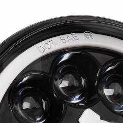 Far universal LED, fi17.8cm, 9-36V, 60W, 5500lm, cu faza lunga, scurta, pozitie alba DRL, semnalizare, pentru Jeep si moto, Ghost 03696 Amio