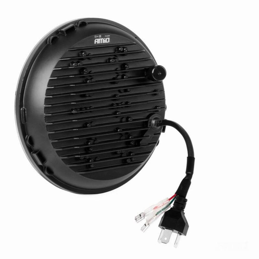 Far universal LED, fi17.8cm, 9-36V, 60W, 5500lm, cu faza lunga, scurta, pozitie alba DRL, semnalizare, pentru Jeep si moto, Ghost 03696 Amio