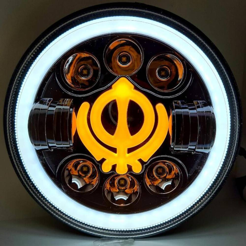 Far universal LED, fi17.8cm, 9-36V, 60W, 5500lm, cu faza lunga, scurta, pozitie alba DRL, semnalizare, pentru Jeep si moto, Ghost 03696 Amio