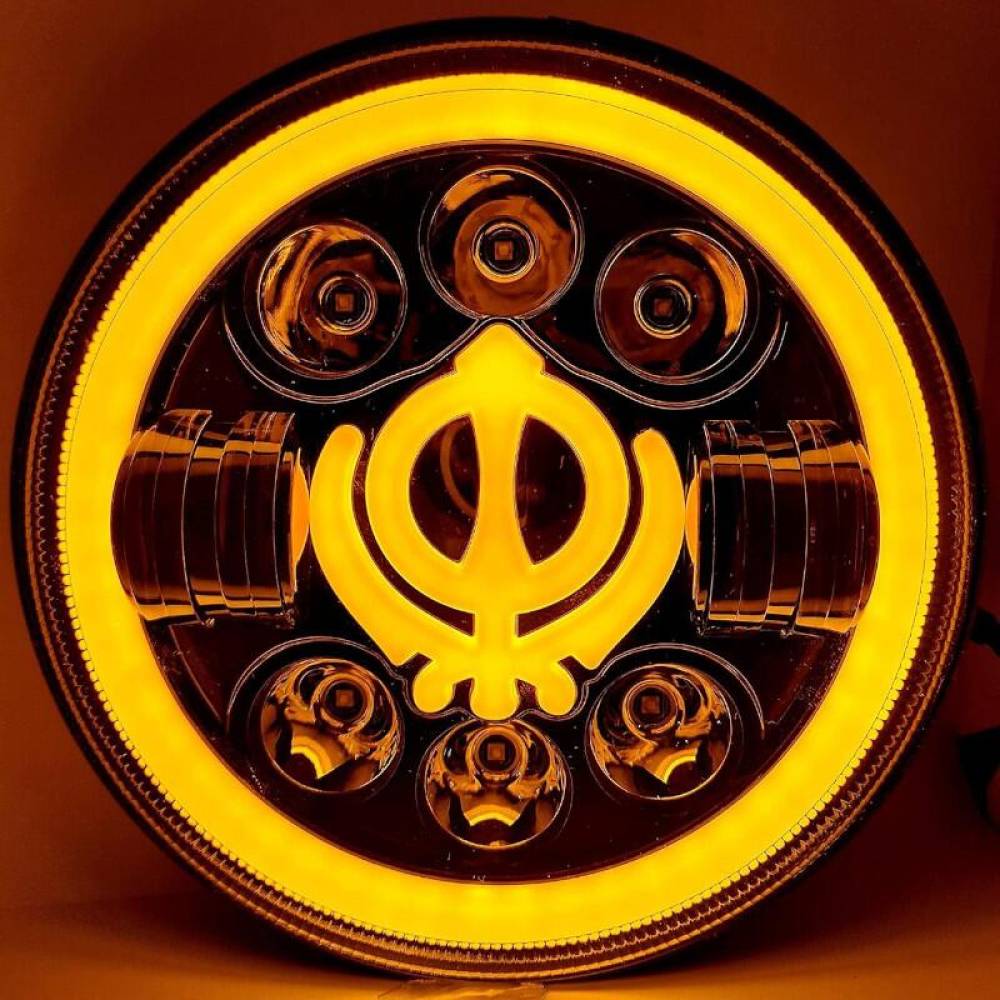 Far universal LED, fi17.8cm, 9-36V, 60W, 5500lm, cu faza lunga, scurta, pozitie alba DRL, semnalizare, pentru Jeep si moto, Ghost 03696 Amio