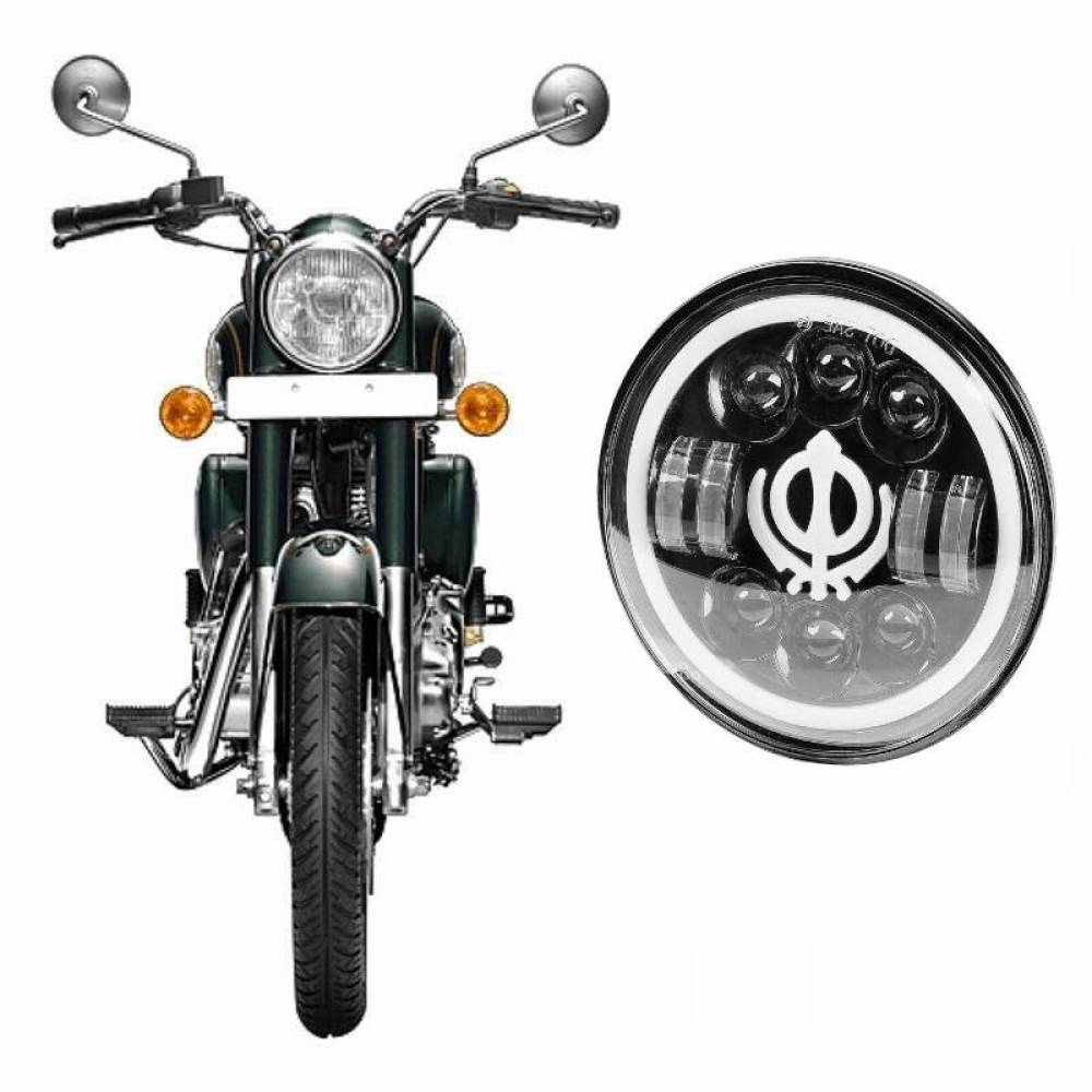 Far universal LED, fi17.8cm, 9-36V, 60W, 5500lm, cu faza lunga, scurta, pozitie alba DRL, semnalizare, pentru Jeep si moto, Ghost 03696 Amio
