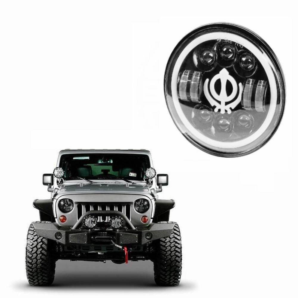 Far universal LED, fi17.8cm, 9-36V, 60W, 5500lm, cu faza lunga, scurta, pozitie alba DRL, semnalizare, pentru Jeep si moto, Ghost 03696 Amio
