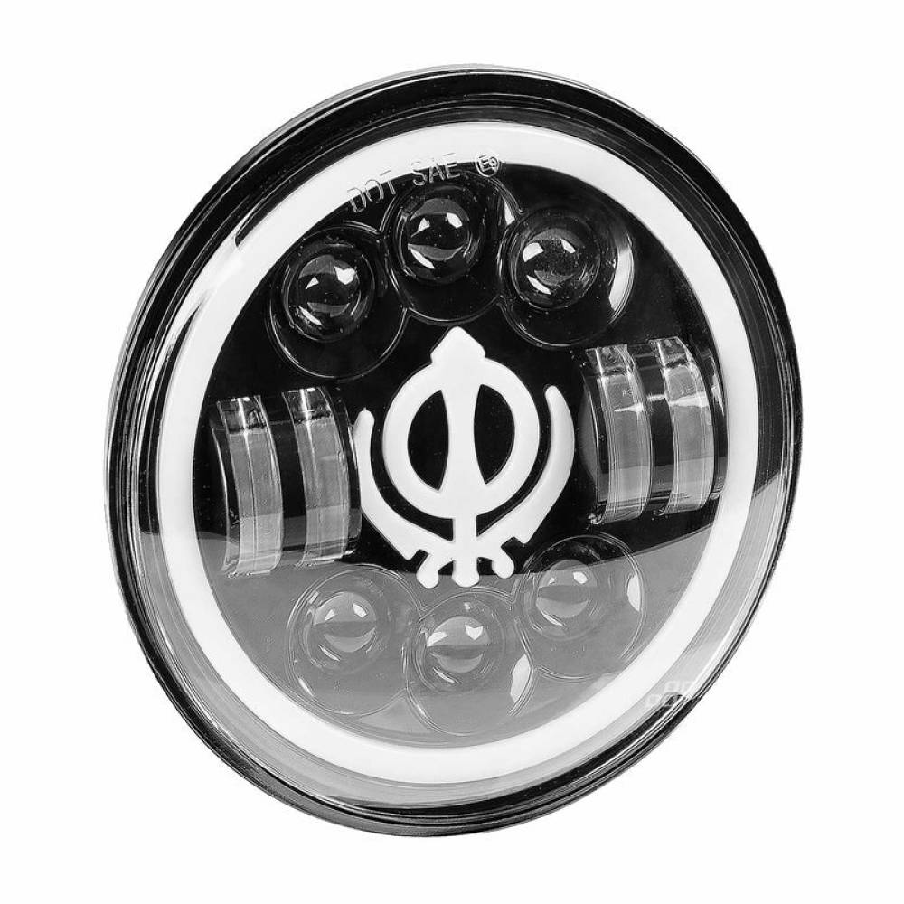 Far universal LED, fi17.8cm, 9-36V, 60W, 5500lm, cu faza lunga, scurta, pozitie alba DRL, semnalizare, pentru Jeep si moto, Ghost 03696 Amio
