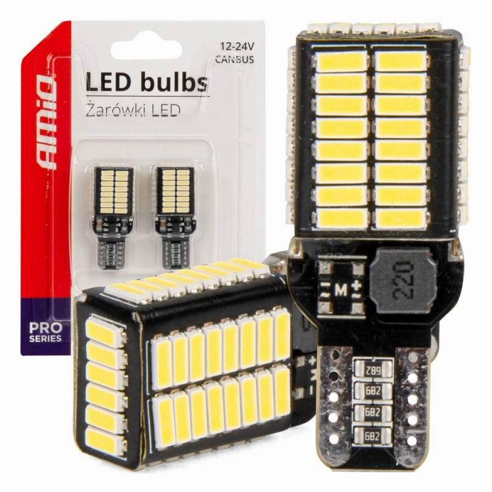 Set 2 becuri T15e, 54 LED-uri SMD4014, 12-24V, W16W CANBUS, alb, Pro Series, 03724 Amio 