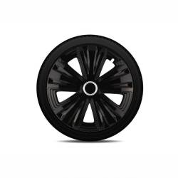 Set 4 capace roti 15inch, Glory, negru cu inel cromat, Jestic